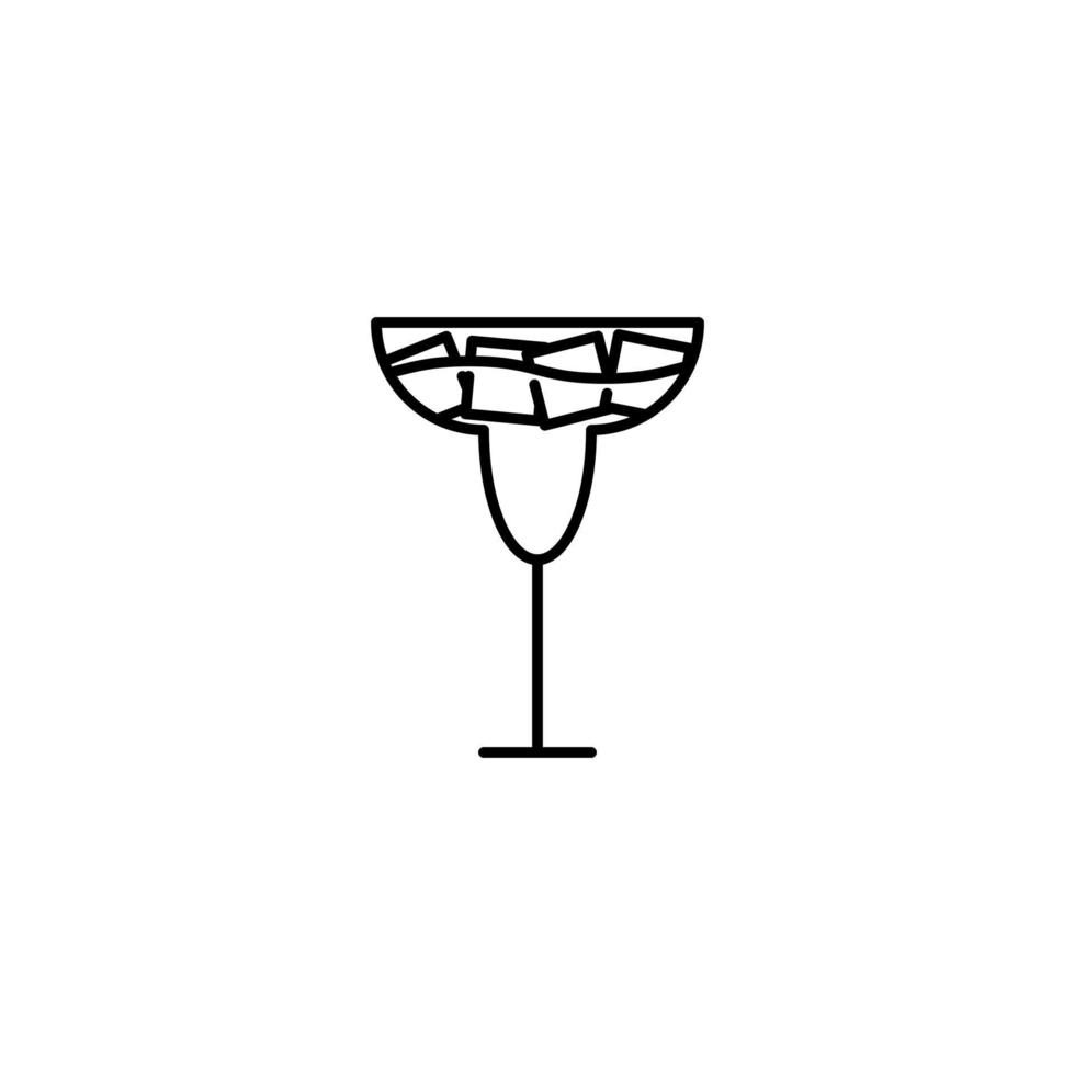wijnglas of beker glas icoon met ijs kubus Aan wit achtergrond. gemakkelijk, lijn, silhouet en schoon stijl. zwart en wit. geschikt voor symbool, teken, icoon of logo vector