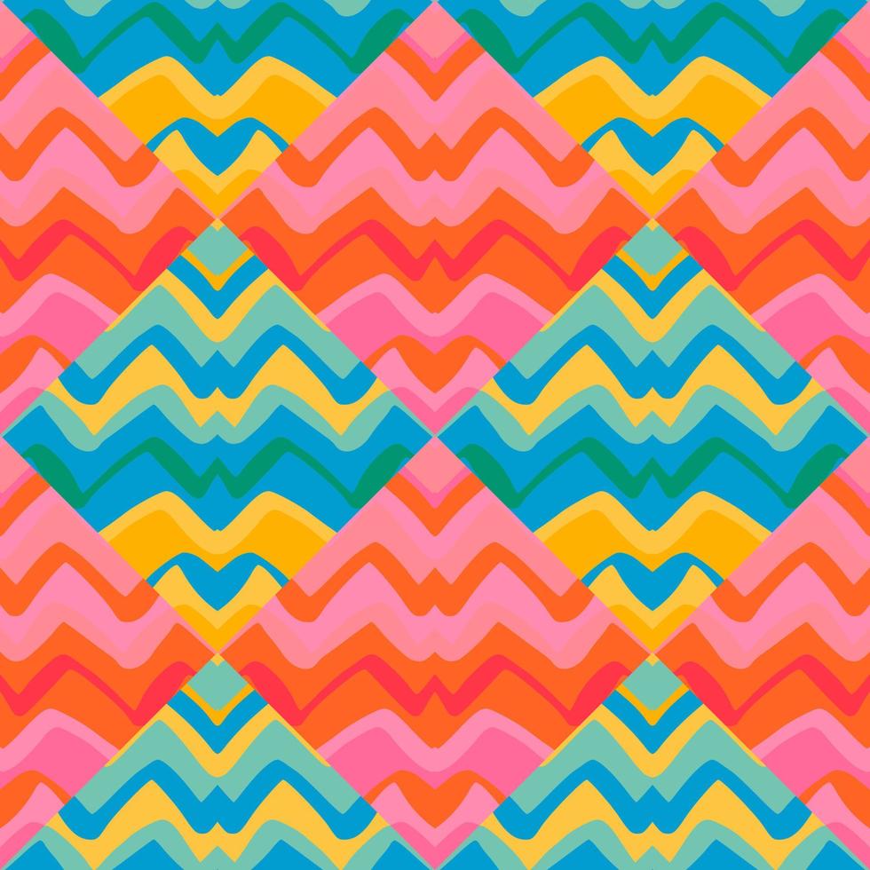 creatief zigzag mozaïek- naadloos patroon. hand- getrokken Golf tegel eindeloos behang. abstract lijn ornament. vector