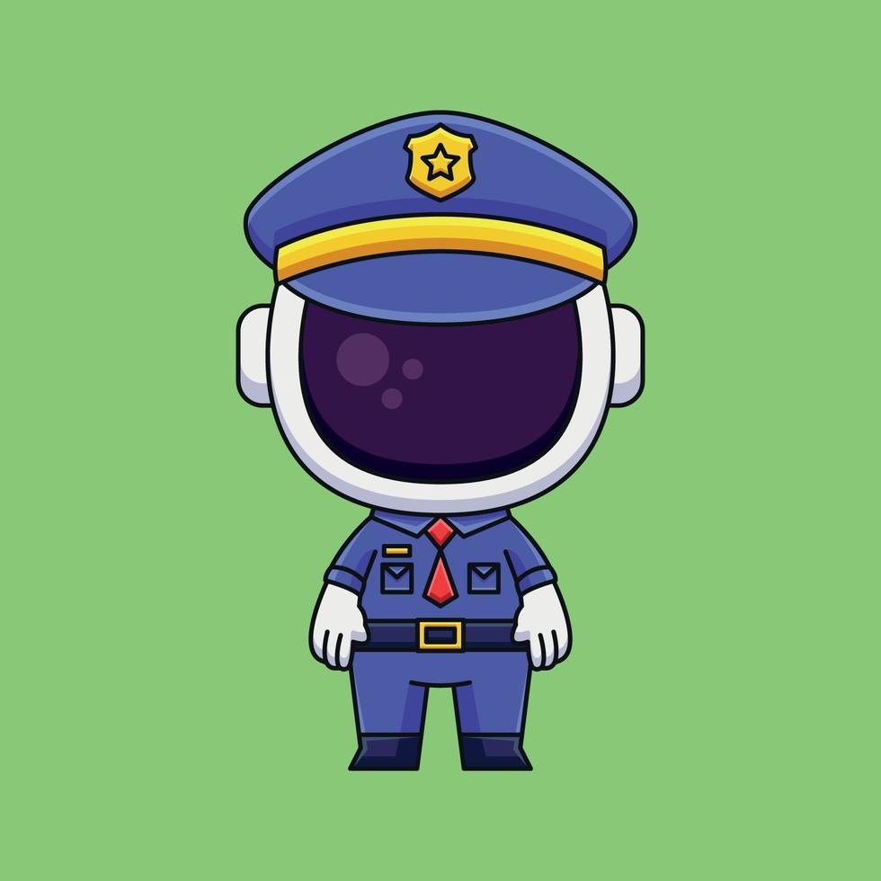 schattig Politie astronaut tekenfilm tekening hand- getrokken concept vector kawaii icoon illustratie