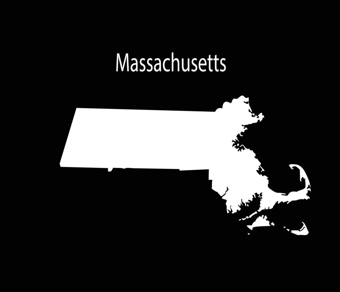 Massachusetts kaart vector illustratie in zwart achtergrond