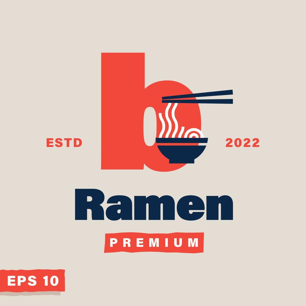 ramen alfabet b logo vector