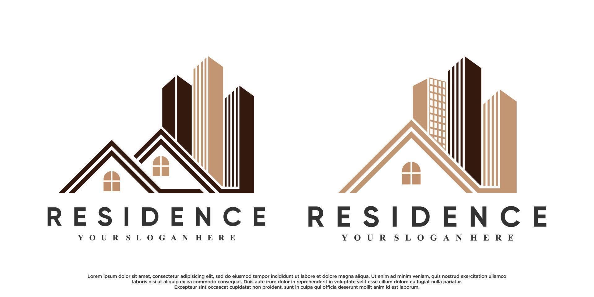 residentie gebouw logo ontwerp voor bedrijf met uniek concept premie vector