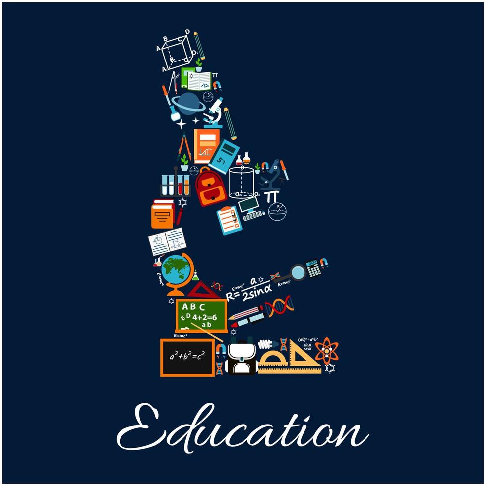 onderwijs microscoop symbool van wetenschap pictogrammen vector