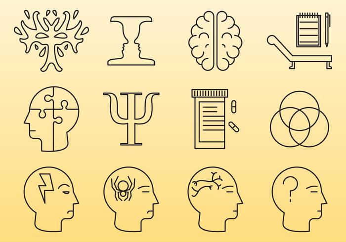 Psychologie Line Icons vector