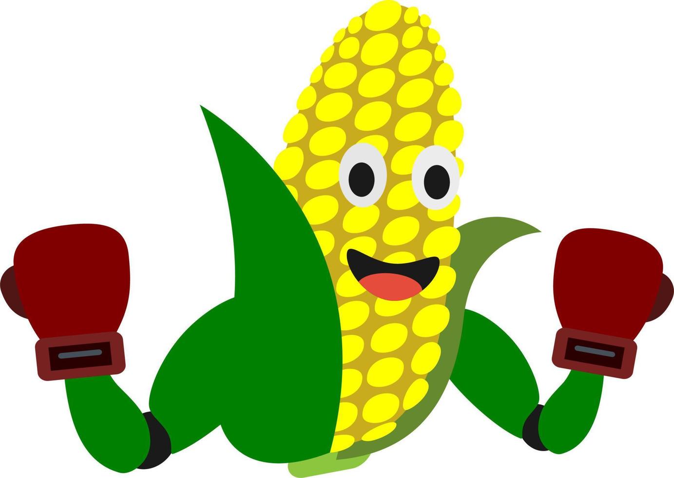 maïs fruit groente sport met boksen handschoenen serieel illustratie vector grafiek tekenfilm perfect voor mascotte, kinderen kleur boek en ontwerp Product t-shirt