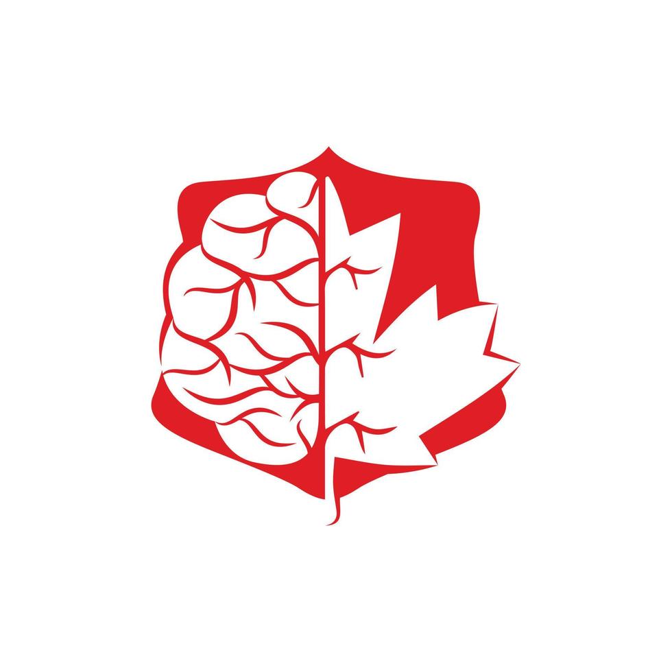 creatief hersenen en esdoorn- blad logo ontwerp. Canada bedrijf teken. vector