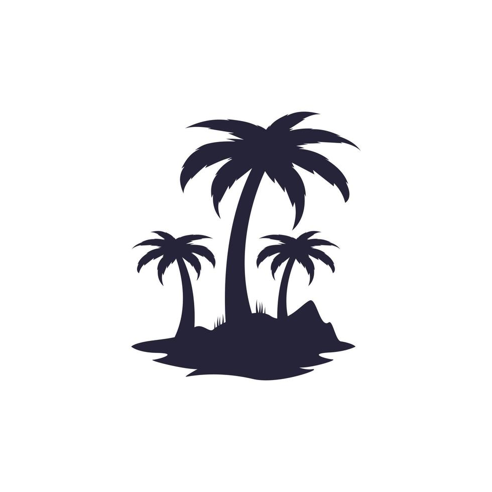 tropisch strand en palm boom logo ontwerp. creatief palm boom vector logo ontwerp