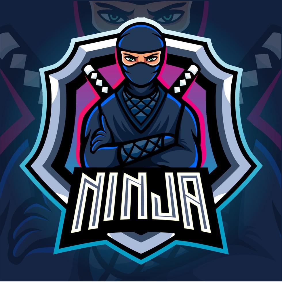 Ninja mascotte. esport logo ontwerp vector