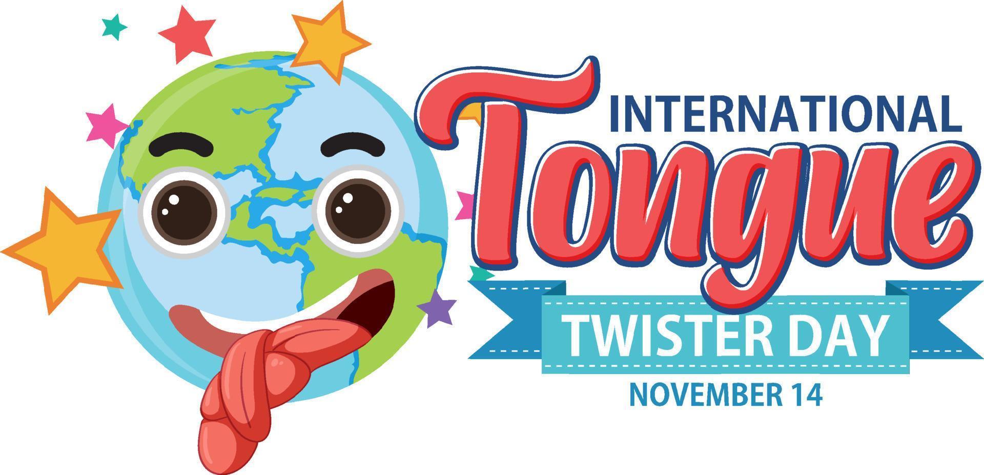 Internationale tong twister dag banier ontwerp vector