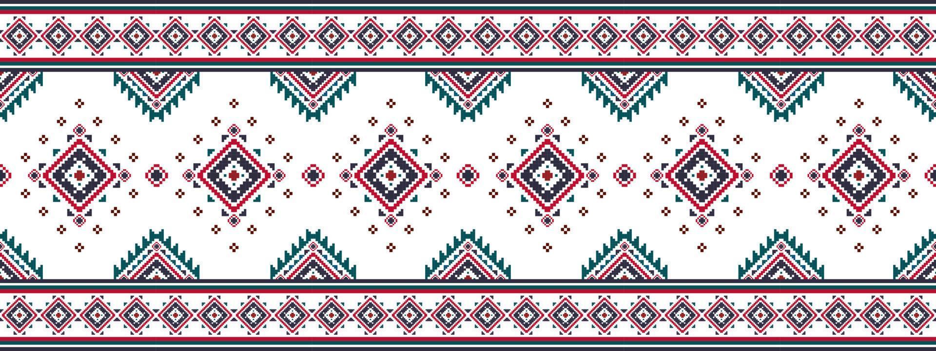 ikat etnisch naadloos patroon huis decoratie ontwerp. aztec kleding stof tapijt boho mandala's textiel decor behang. tribal inheems motief volk traditioneel borduurwerk vector illustraties achtergrond