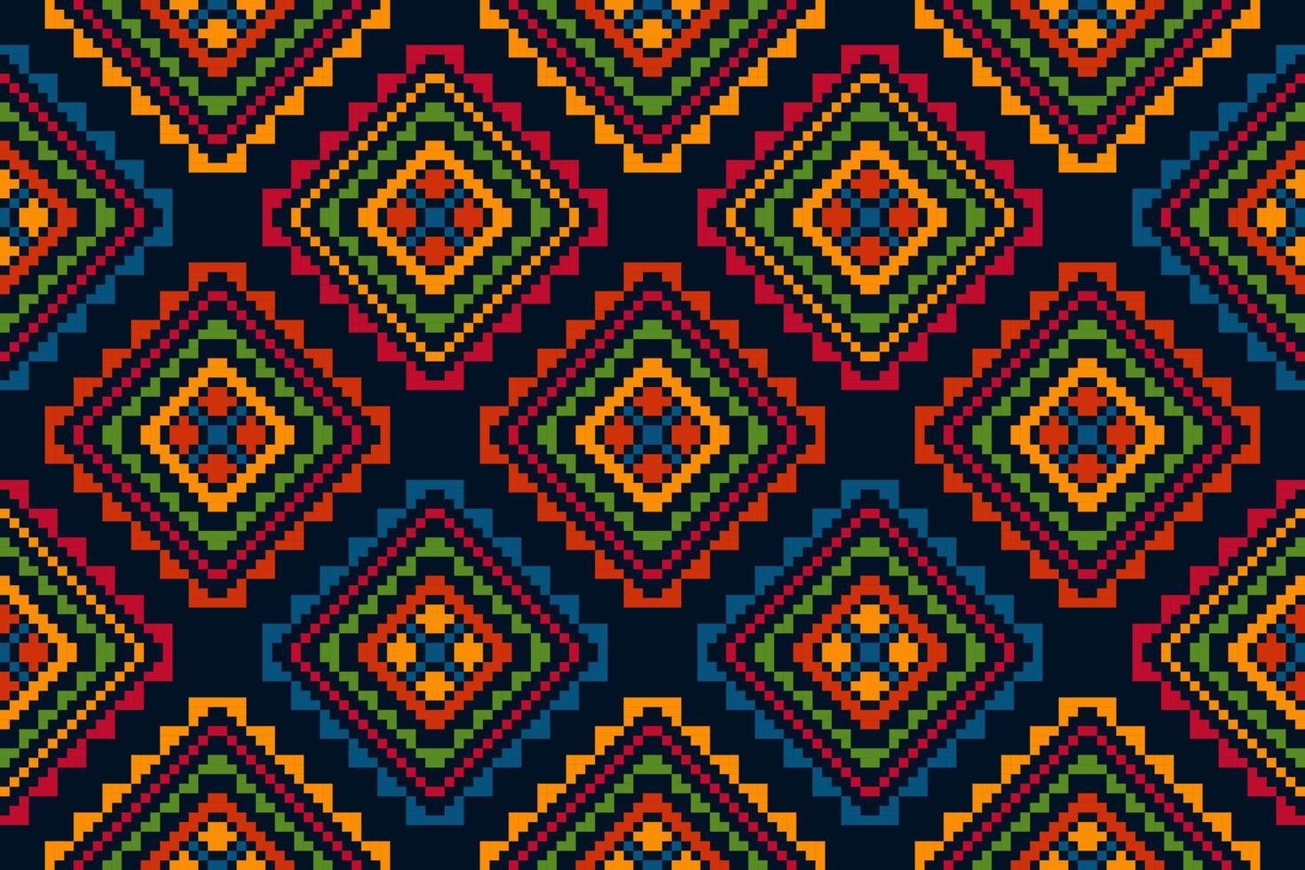 ikat etnisch naadloos patroon huis decoratie ontwerp. aztec kleding stof tapijt boho mandala's textiel decor behang. tribal inheems motief volk traditioneel borduurwerk vector illustraties achtergrond