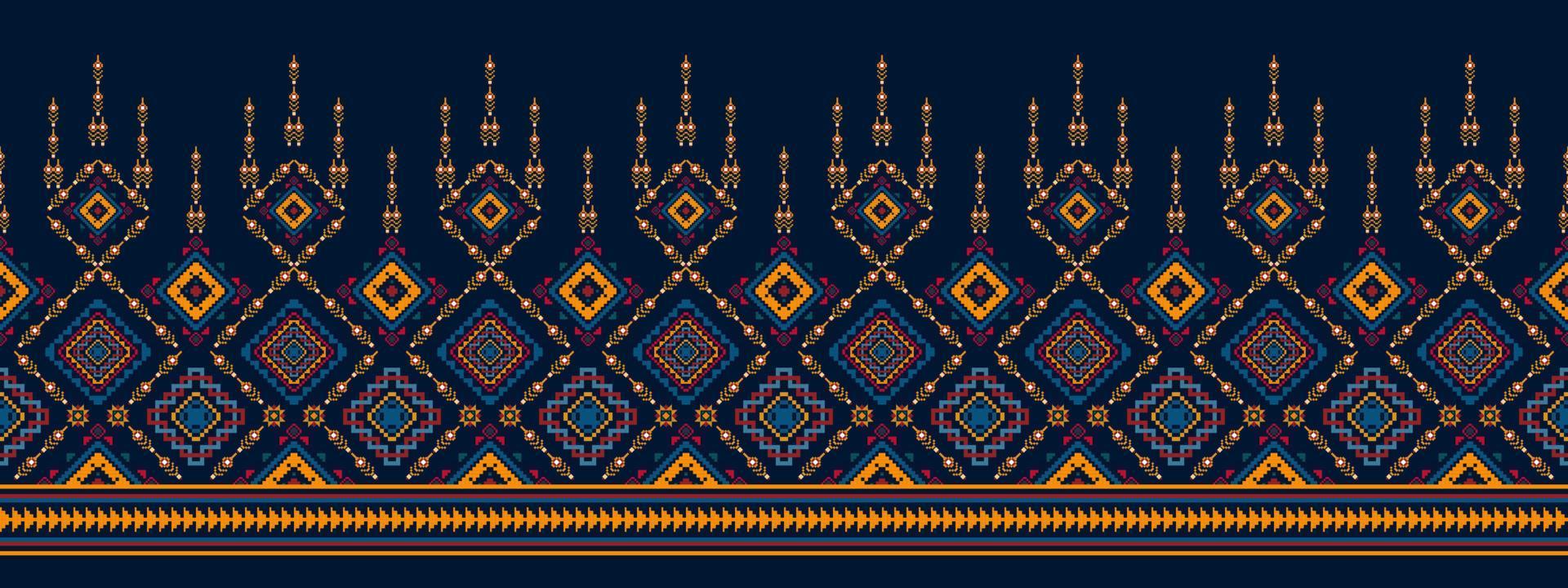 ikat etnisch naadloos patroon huis decoratie ontwerp. aztec kleding stof tapijt boho mandala's textiel decor behang. tribal inheems motief volk traditioneel borduurwerk vector illustraties achtergrond