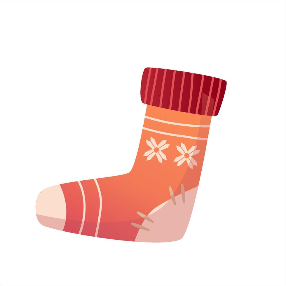 hygge knus Kerstmis sok geïsoleerd. tekenfilm vlak vector illustratie. geïsoleerd vector illustratie. vakantie Kerstmis decor. Kerstmis knus elementen