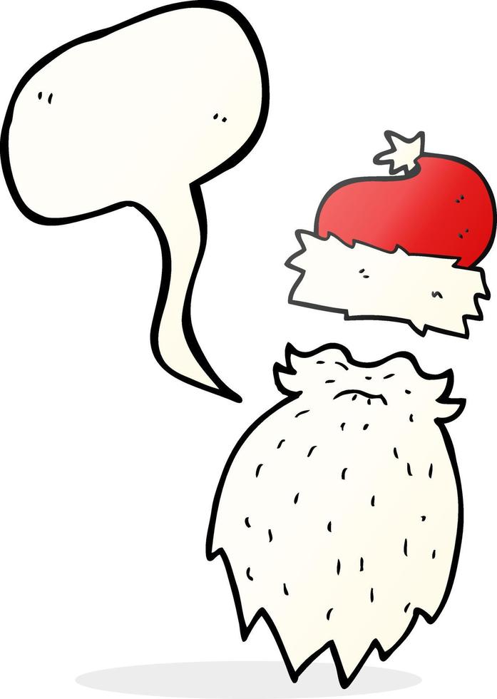 uit de vrije hand getrokken toespraak bubbel tekenfilm de kerstman hoed en baard vector