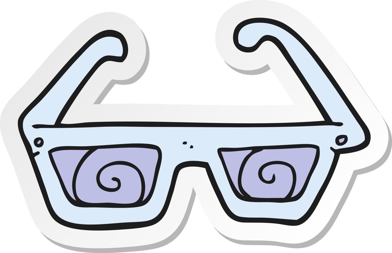 sticker van een tekenfilm 3d bril vector
