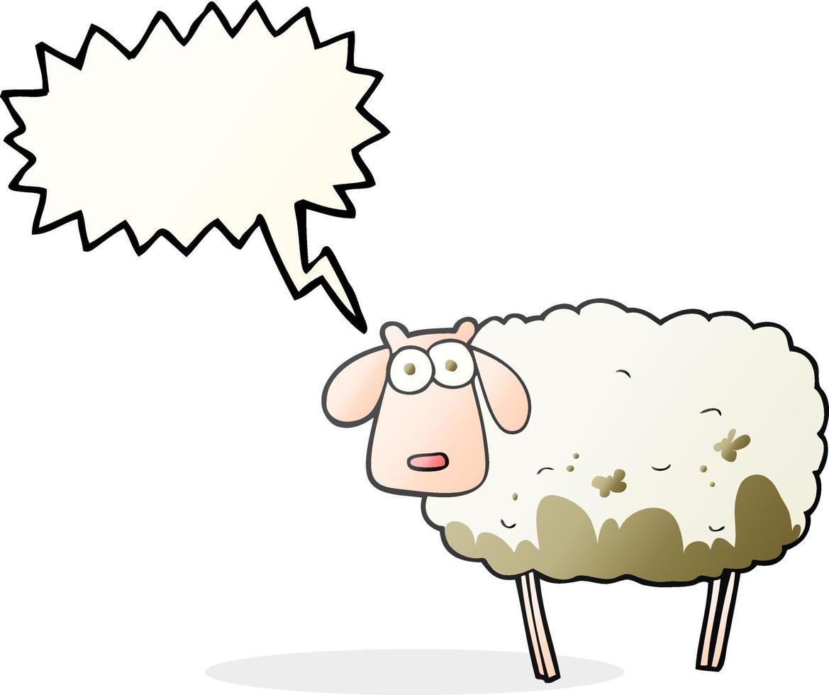 uit de vrije hand getrokken toespraak bubbel tekenfilm modderig schapen vector