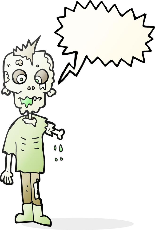 uit de vrije hand getrokken toespraak bubbel tekenfilm zombie vector