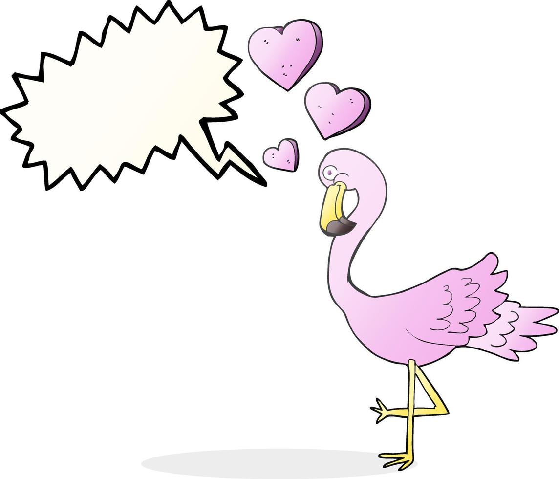 uit de vrije hand getrokken toespraak bubbel tekenfilm flamingo in liefde vector