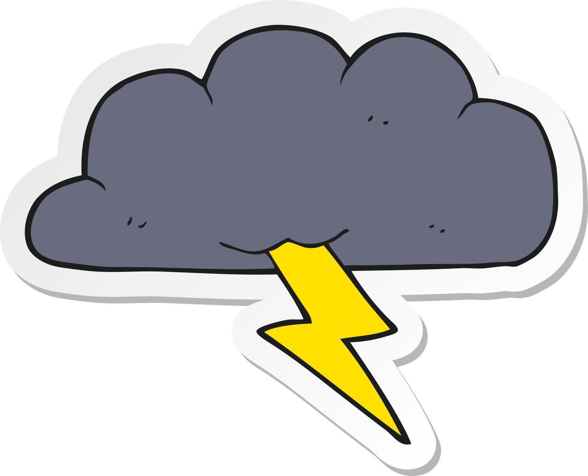 sticker van een tekenfilm onweerswolk vector