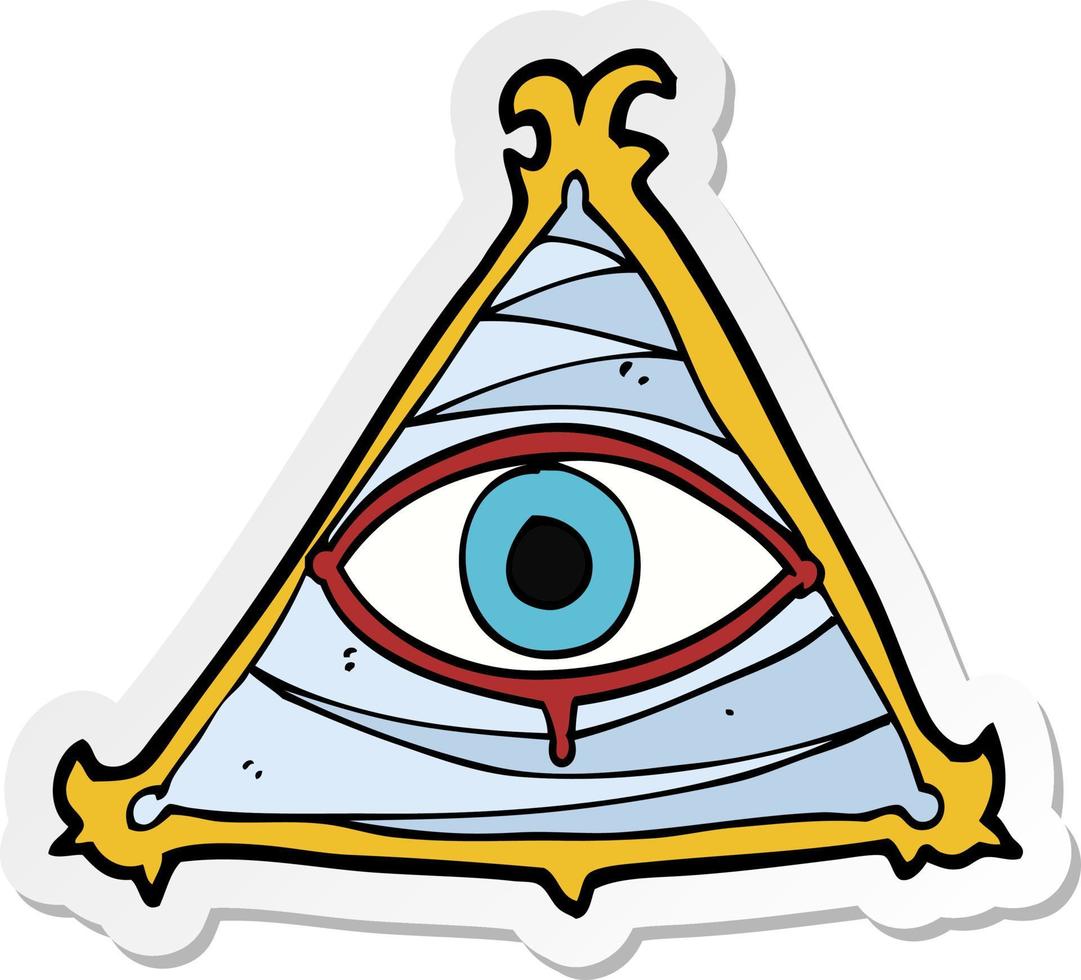 sticker van een cartoon mystic eye-symbool vector