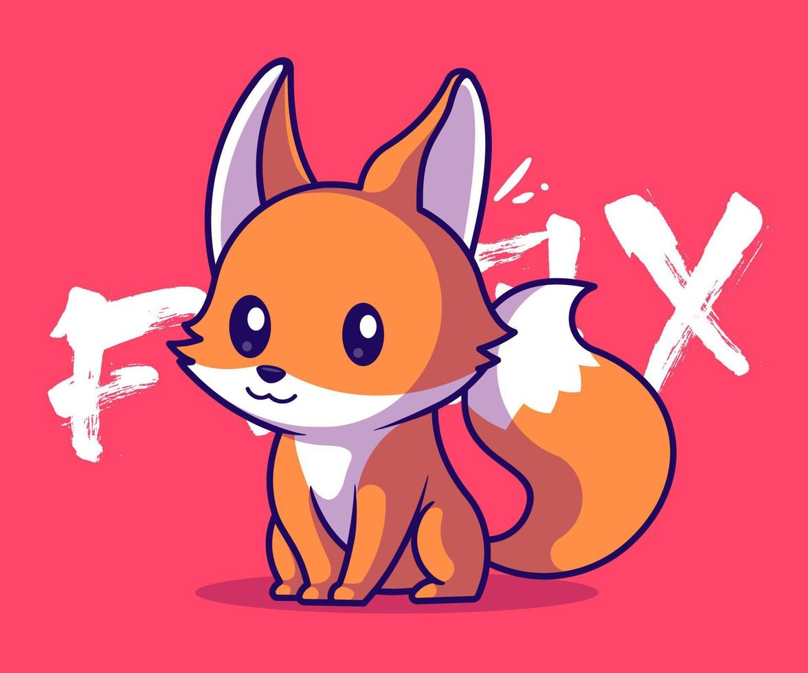 schattig vos zittend tekenfilm vector icoon illustratie.
