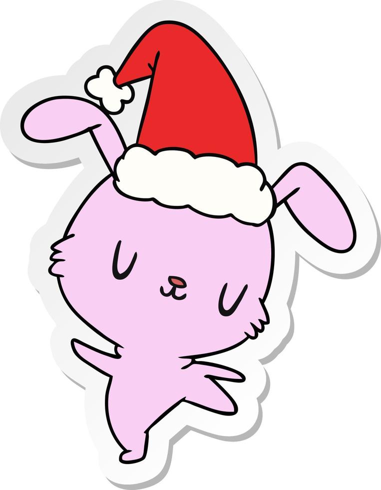 kerst sticker cartoon van kawaii konijn vector