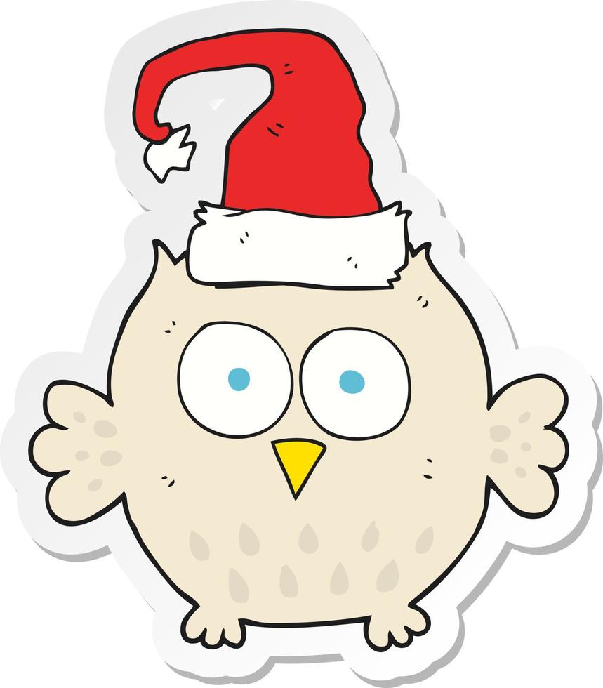 sticker van een tekenfilm uil vervelend Kerstmis hoed vector