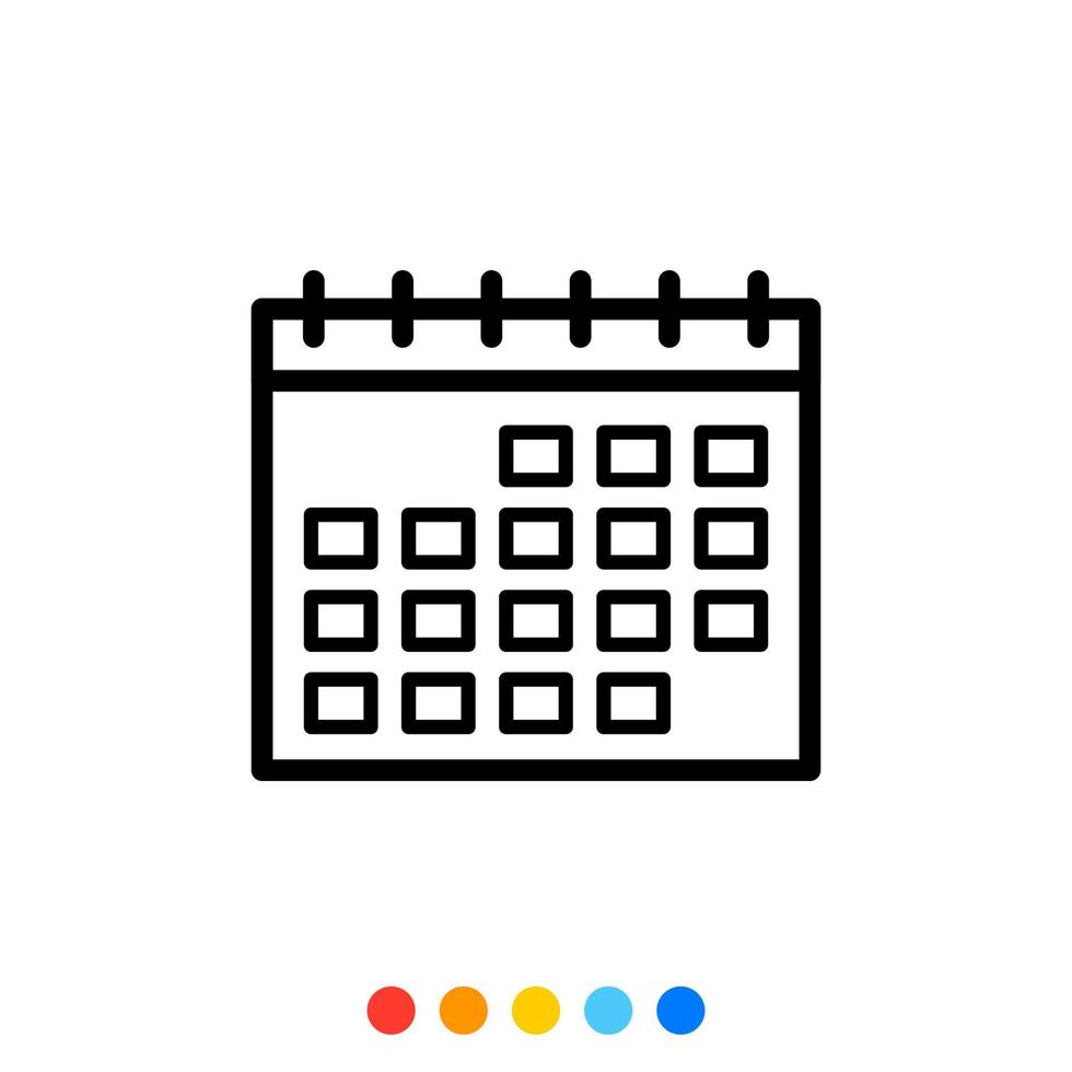 bureaublad kalender icoon, vector en illustratie.