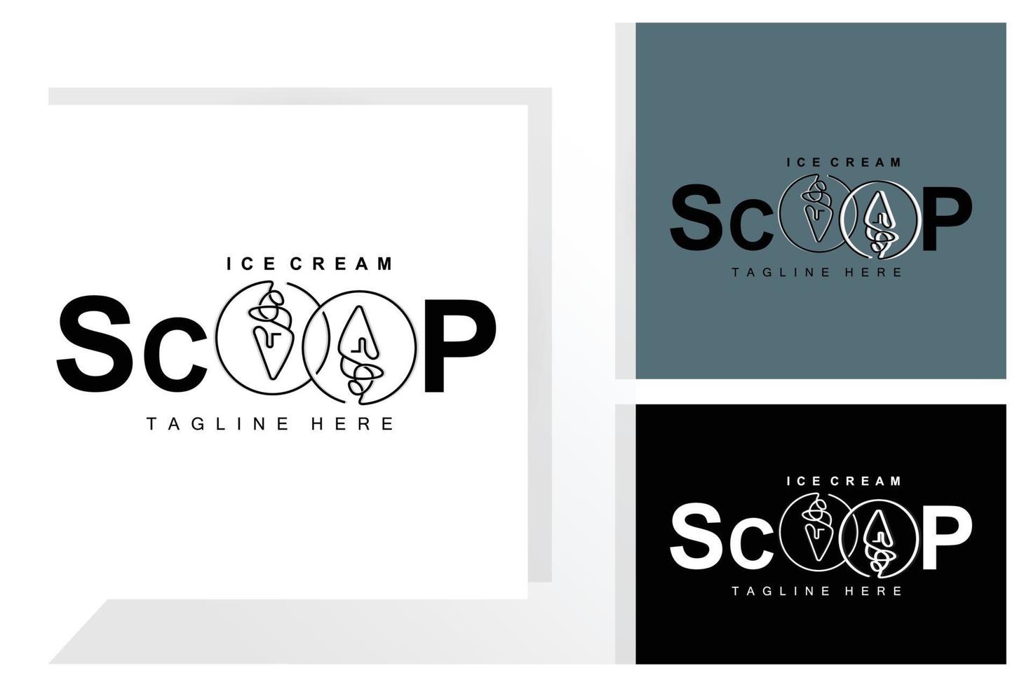 ijs room ijs logo ontwerp, zoet zacht verkoudheid voedsel, vector merk bedrijf producten
