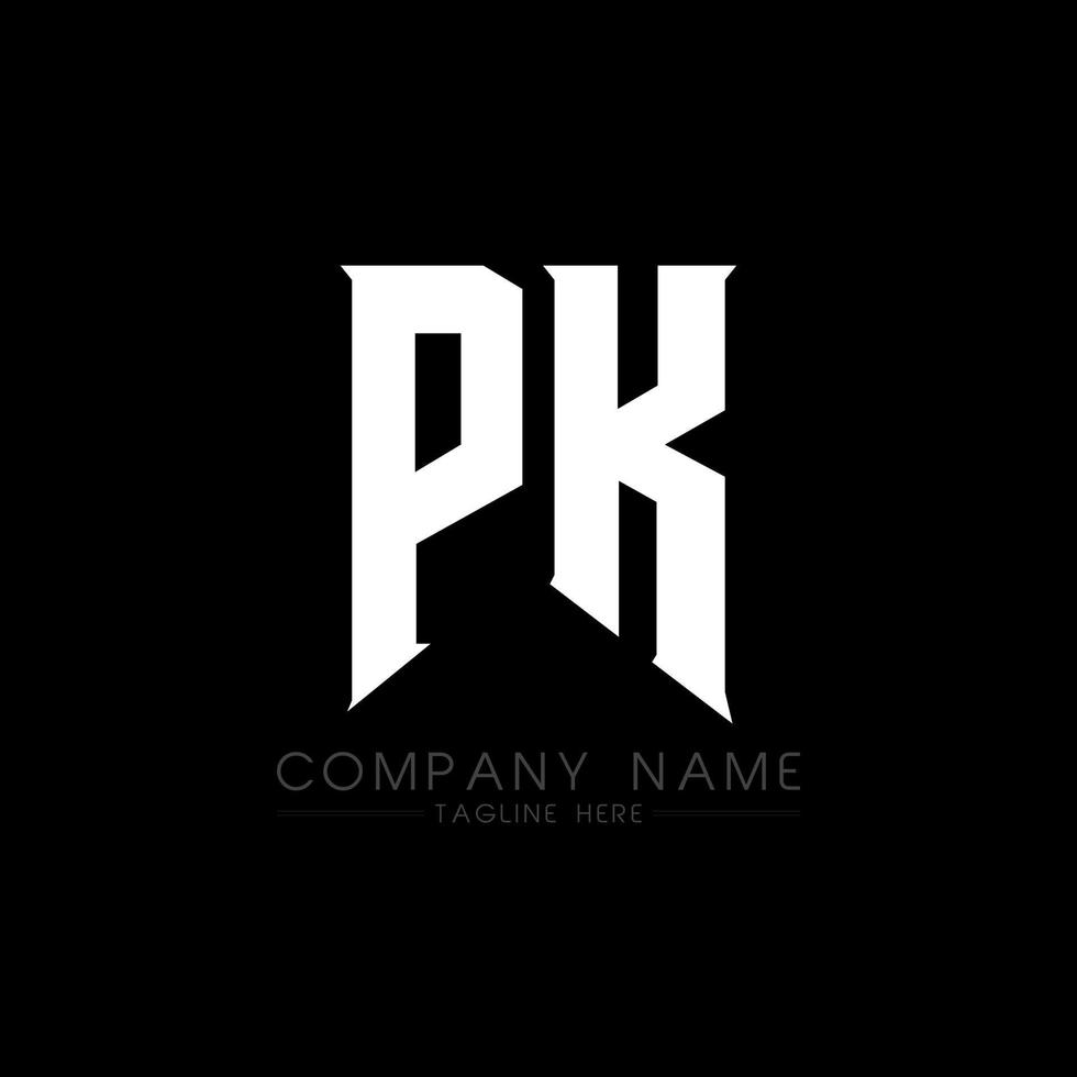 pk brief logo ontwerp. eerste brieven pk gamen logo icoon voor technologie bedrijven. tech brief pk minimaal logo ontwerp sjabloon. pk brief ontwerp vector met wit en zwart kleuren. pk
