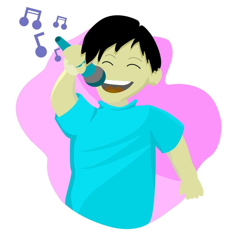 illustratie van een kind het zingen vector