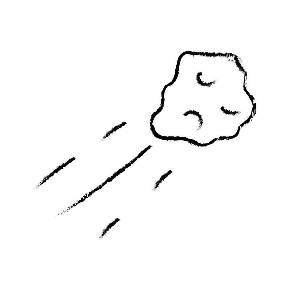 doodle kosmos illustratie in kinderachtige stijl. hand getekende abstracte ruimte komeet. zwart en wit. vector