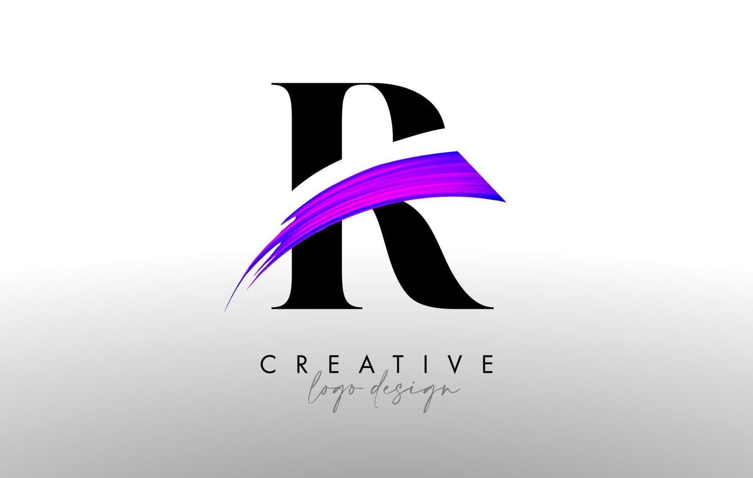 borstel brief r logo ontwerp met creatief artistiek verf borstel beroerte en modern kijken vector