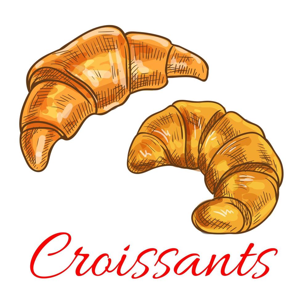 Frans croissant schetsen voor bakkerij winkel ontwerp vector