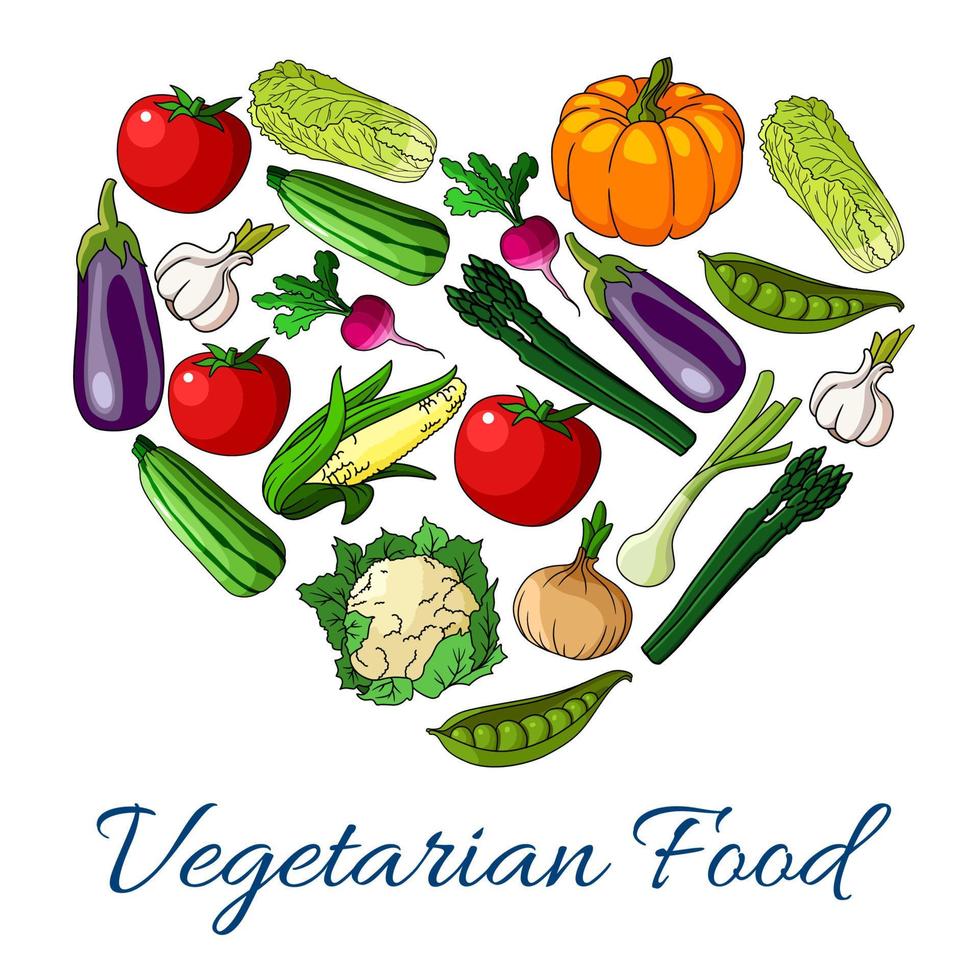 vegetarisch voedsel poster met groenten vector