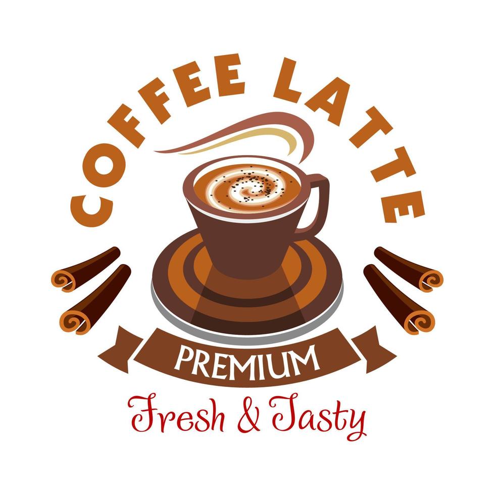 koffie latte label. premie vers en smakelijk vector