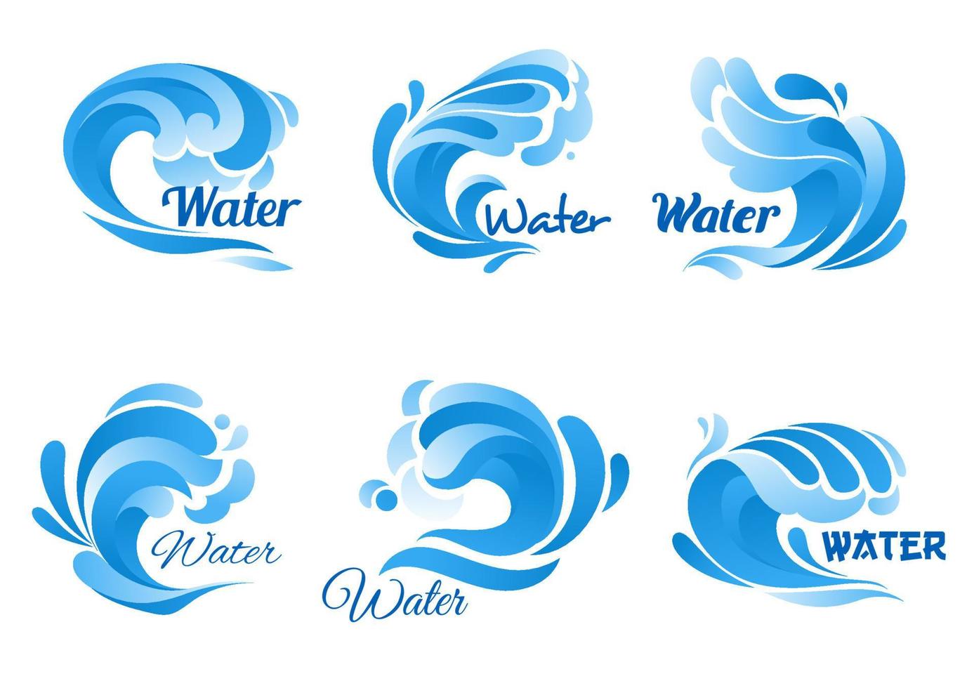 blauw water Golf icoon reeks voor marinier, natuur ontwerp vector