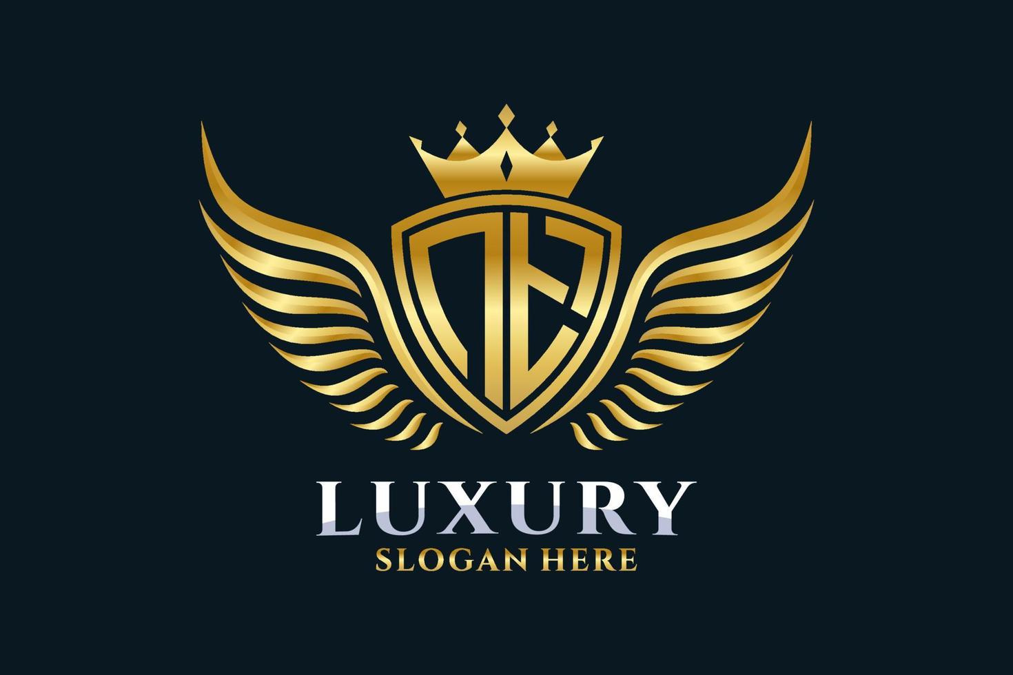 luxe Koninklijk vleugel brief nt kam goud kleur logo vector, zege logo, kam logo, vleugel logo, vector logo sjabloon.