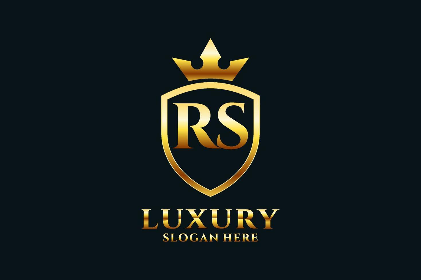 eerste rs elegant luxe monogram logo of insigne sjabloon met scrollt en Koninklijk kroon - perfect voor luxueus branding projecten vector