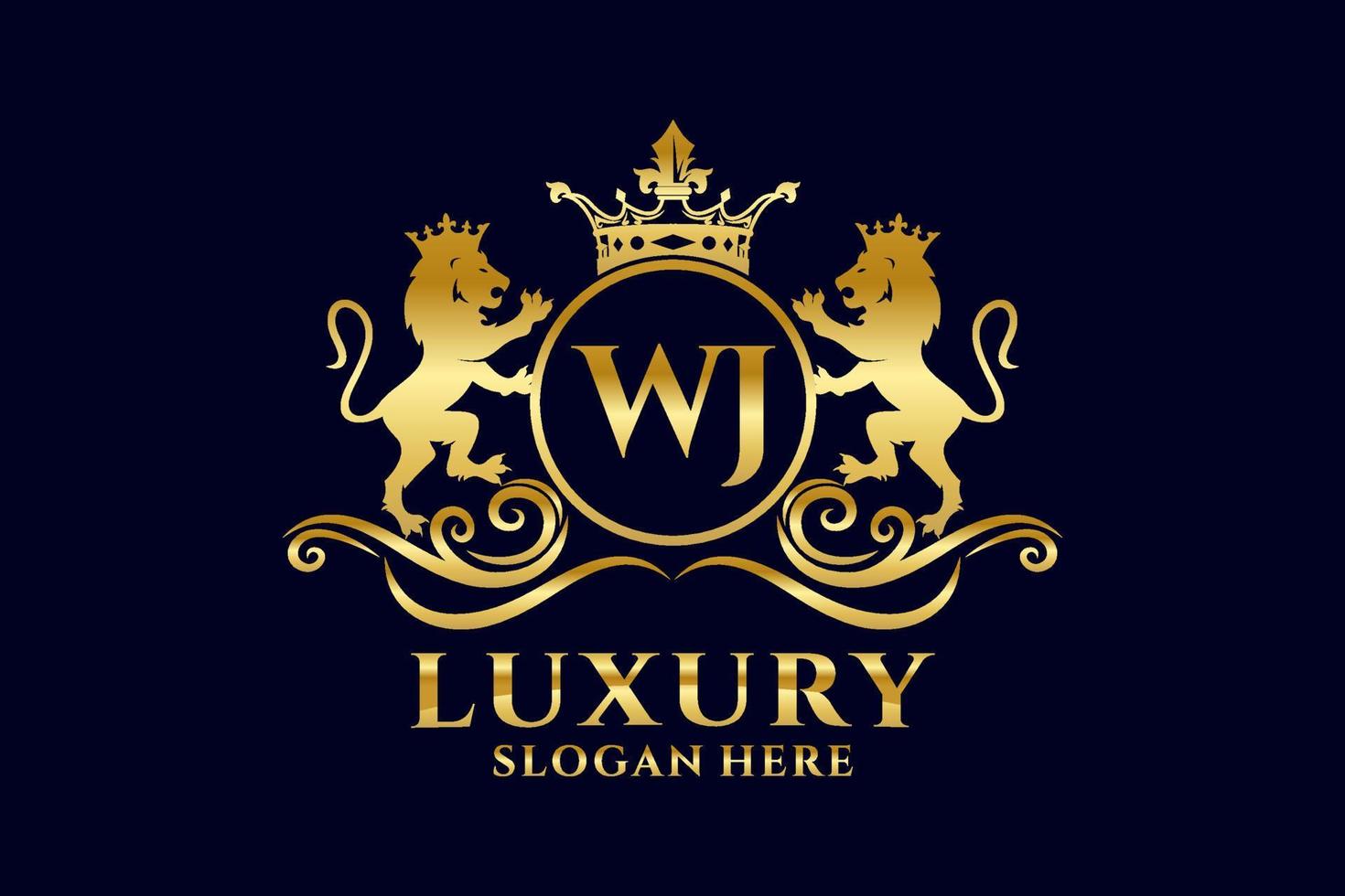 eerste wj brief leeuw Koninklijk luxe logo sjabloon in vector kunst voor luxueus branding projecten en andere vector illustratie.