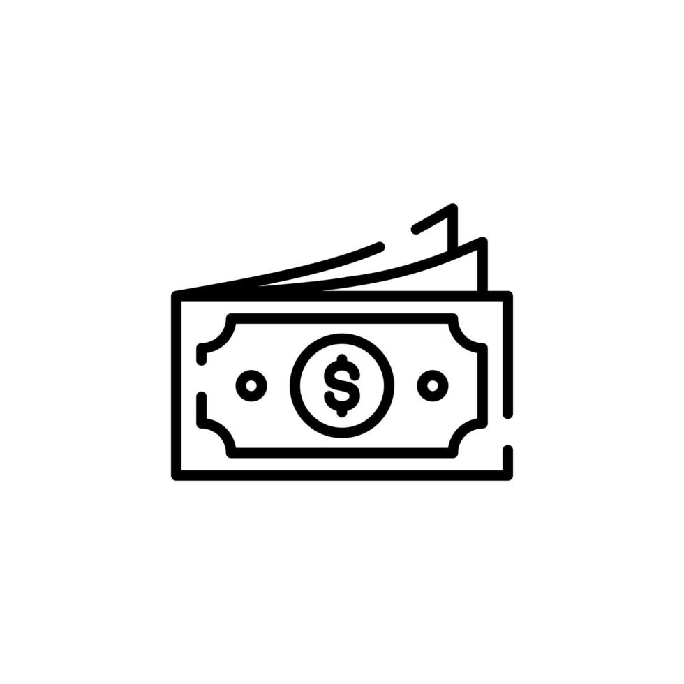 geld, contant geld, rijkdom, betaling stippel lijn icoon vector illustratie logo sjabloon. geschikt voor veel doeleinden.