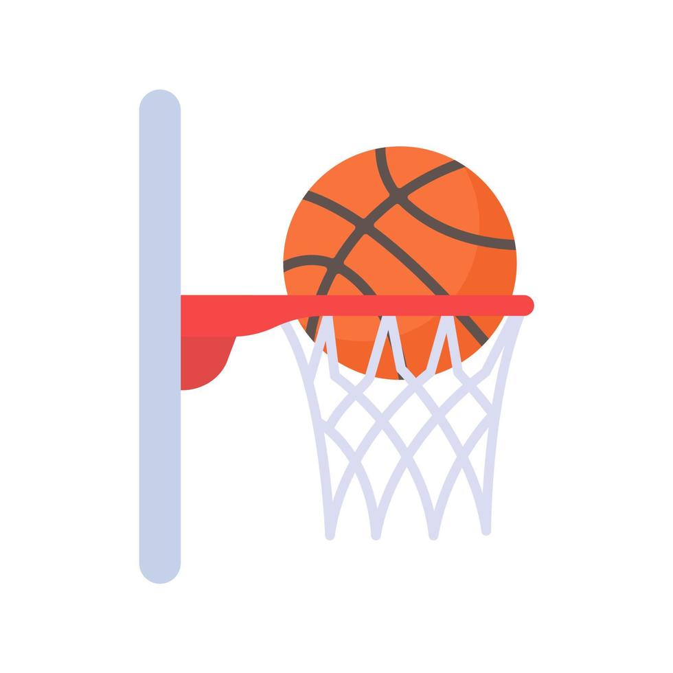 een basketbal dat is gegooid in de mand in een sport vector