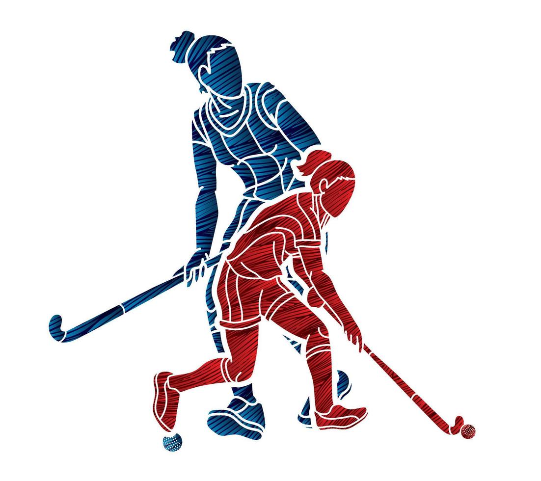 silhouet groep van veld- hockey sport vrouw spelers vector