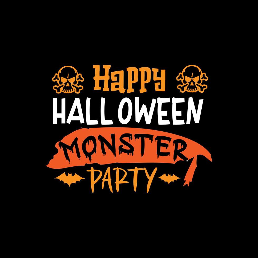 gelukkig halloween monster partij typografie belettering voor t overhemd vector