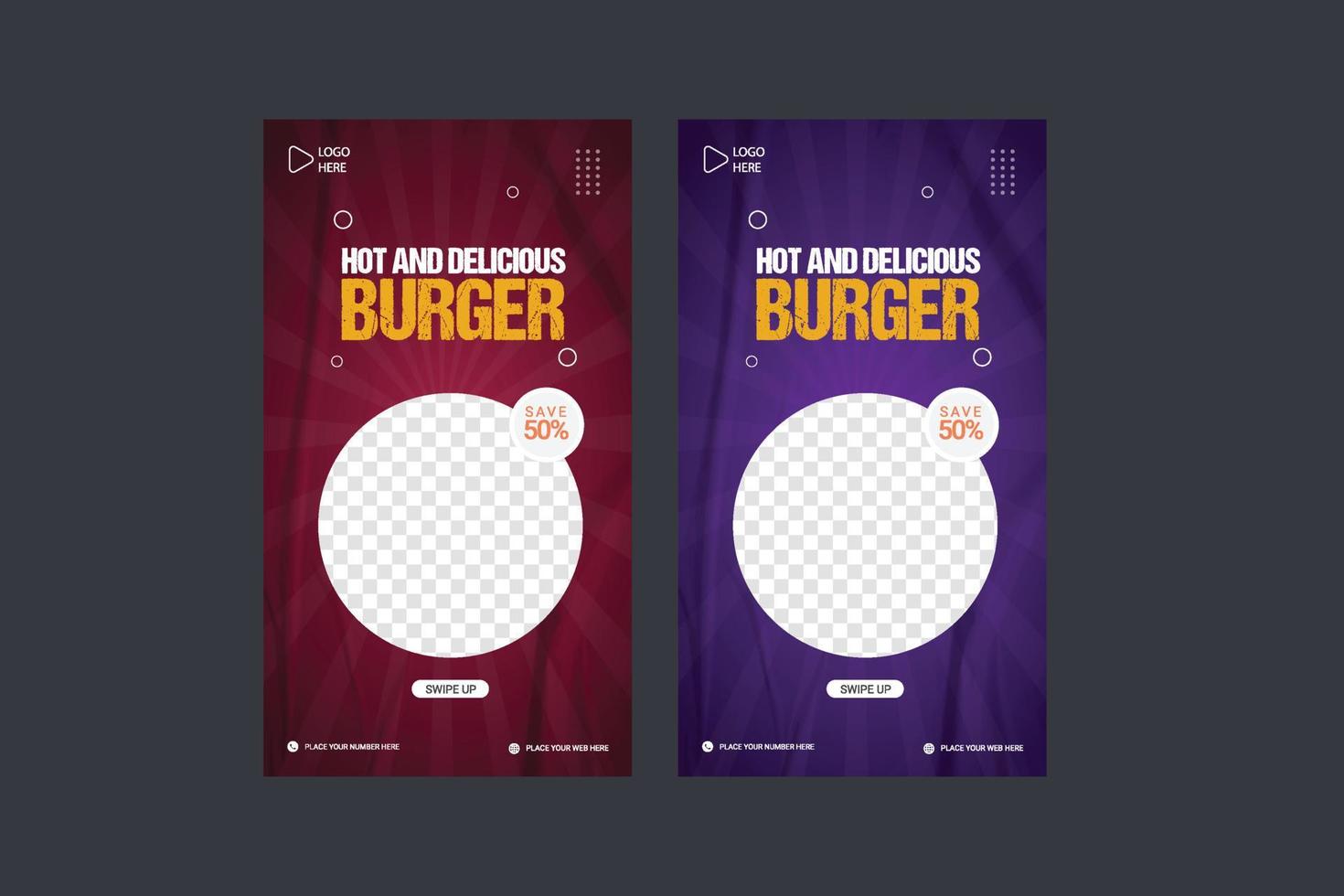 heerlijk hamburger en voedsel menu sociaal media post verhaal Promotie banier sjabloon vector