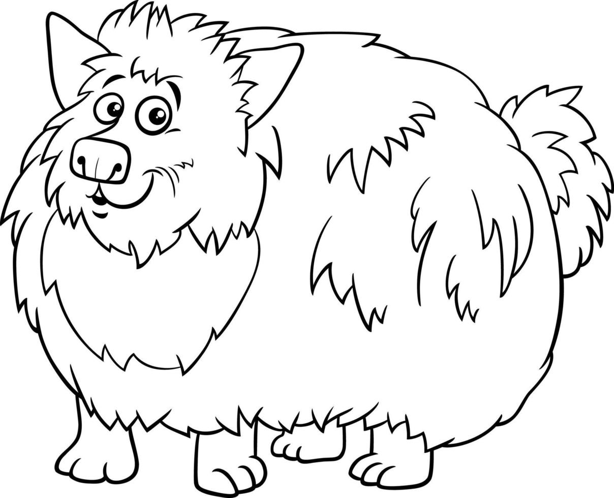 tekenfilm ruig hond dier karakter kleur bladzijde vector