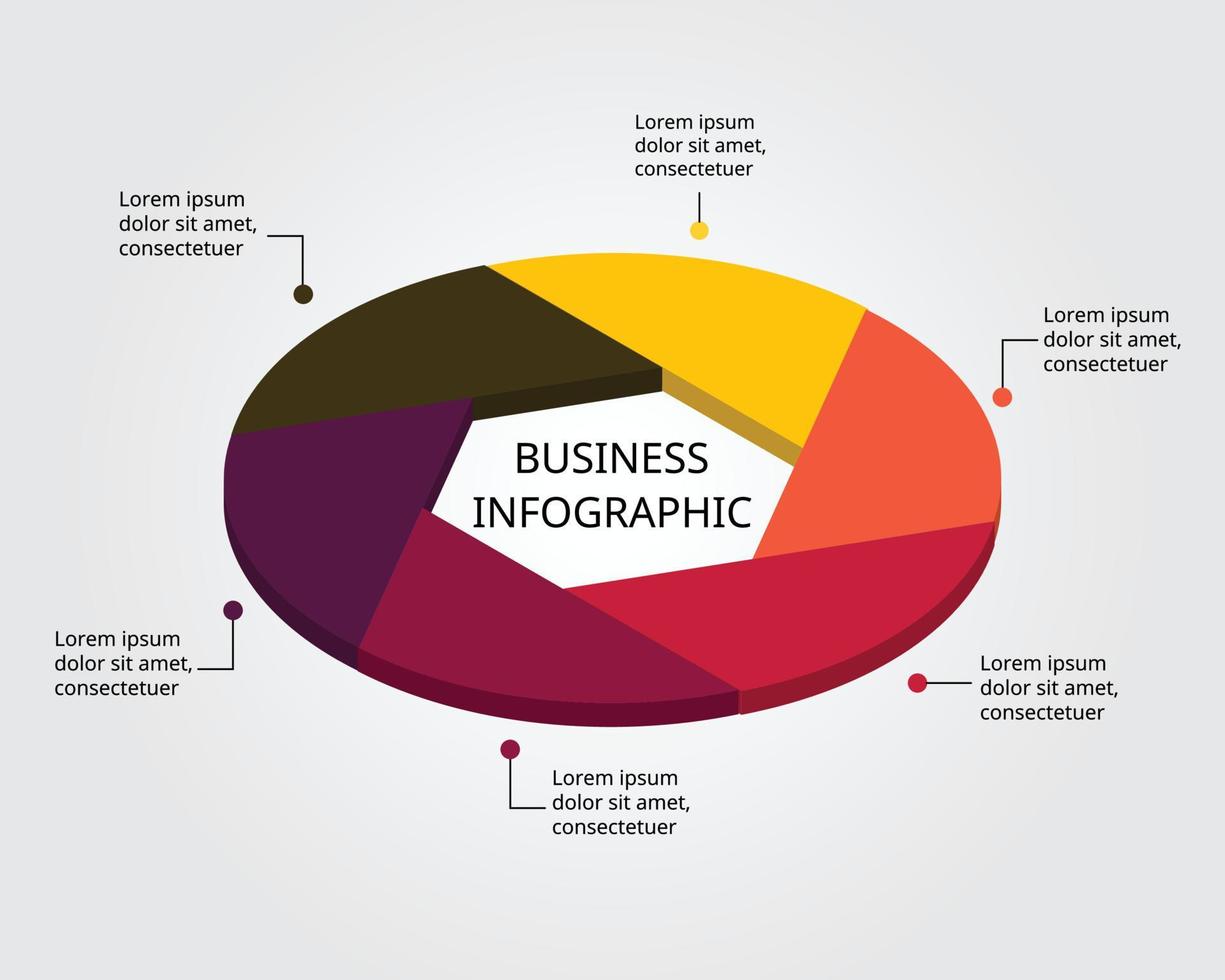 stap cirkel tabel sjabloon voor infographic voor presentatie voor 6 element vector