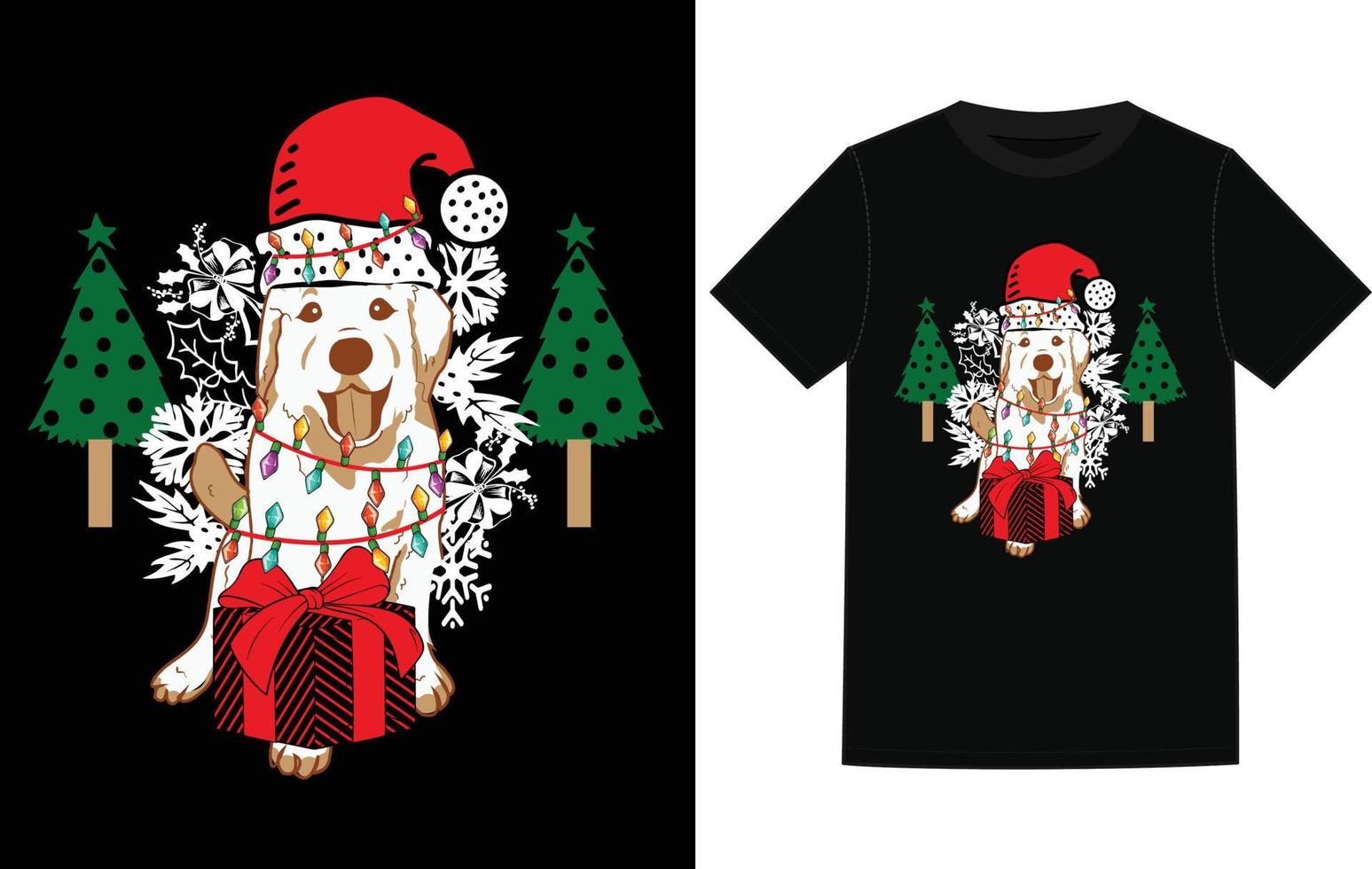 Kerstmis hond t-shirt ontwerp vector