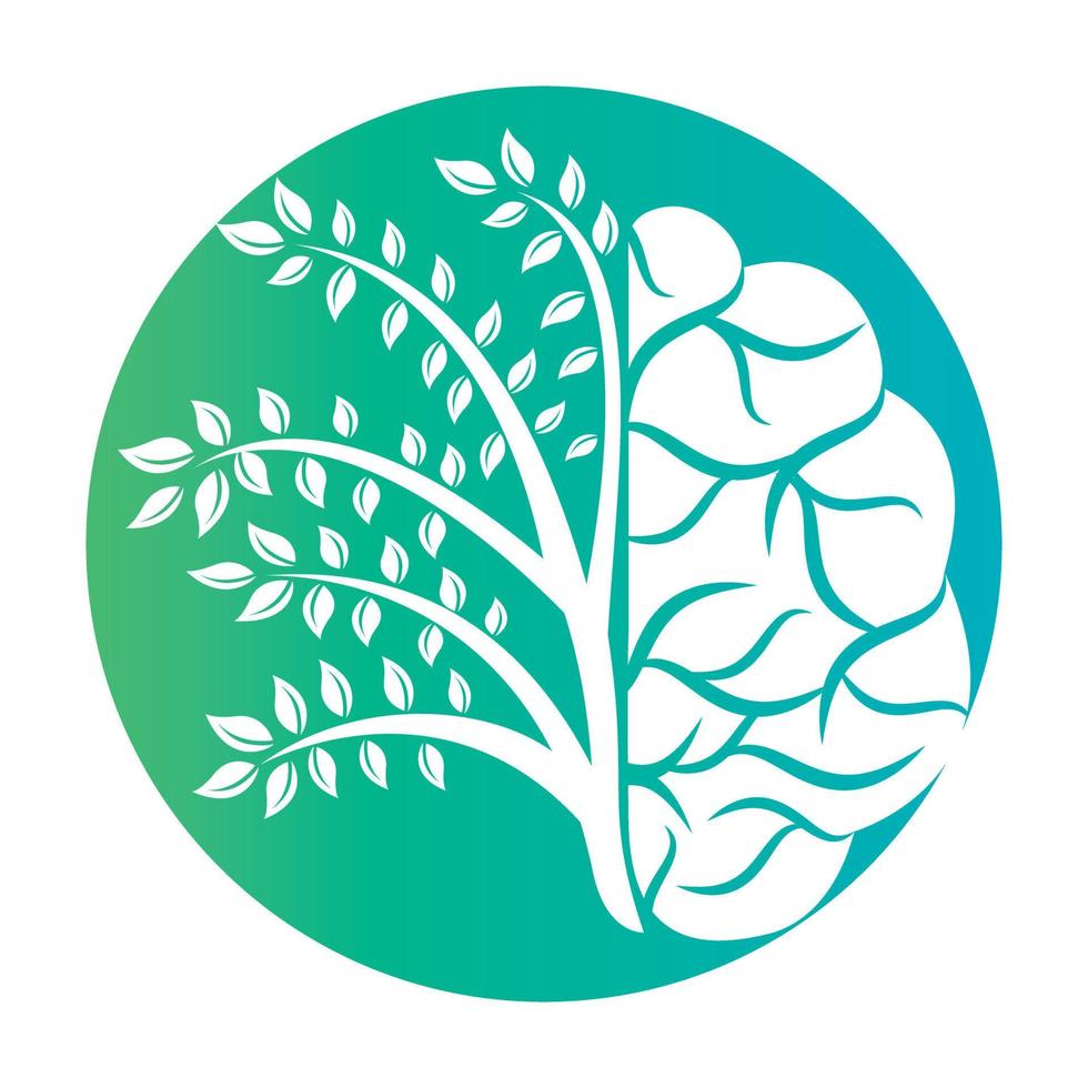 modern hersenen boom logo ontwerp. denken groen label. vector