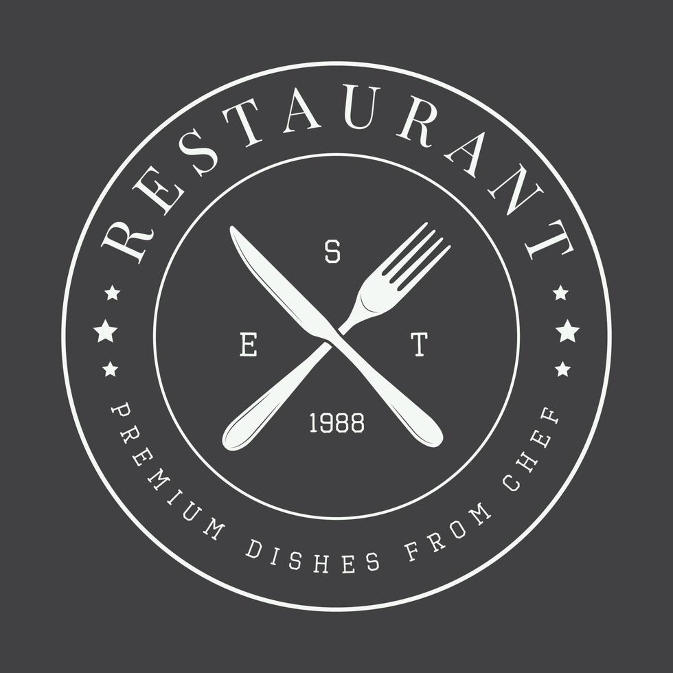 wijnoogst restaurant logo, insigne of embleem. vector illustratie